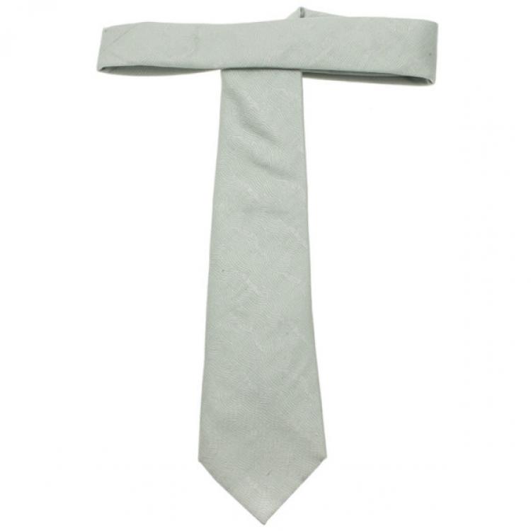 Pre Owned Louis Vuitton Green Wave Silk Tie