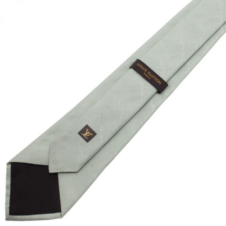 Pre Owned Louis Vuitton Green Wave Silk Tie