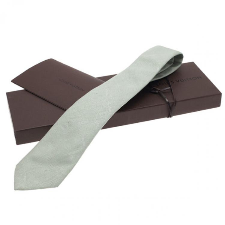 Pre Owned Louis Vuitton Green Wave Silk Tie