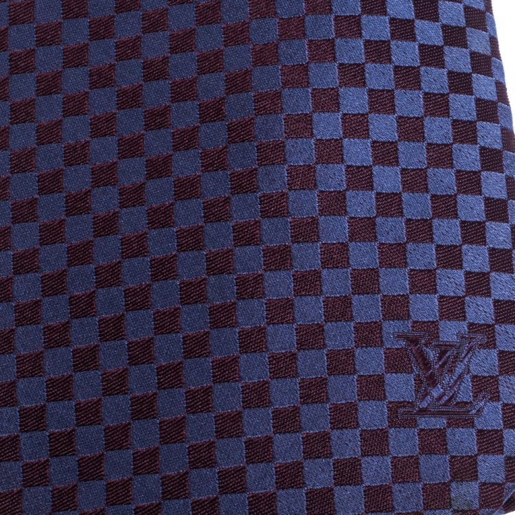 Louis Vuitton Uniformes Purple Micro Damier Traditional Silk Tie Louis  Vuitton