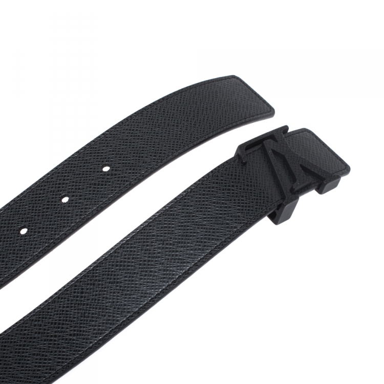 Pre Owned Louis Vuitton Black Taiga Leather LV Initiales Belt 95CM