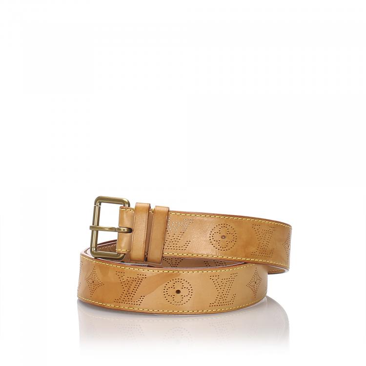 مملوكة مسبقًا Louis Vuitton Brown Vachetta Mahina Leather Belt 90 CM