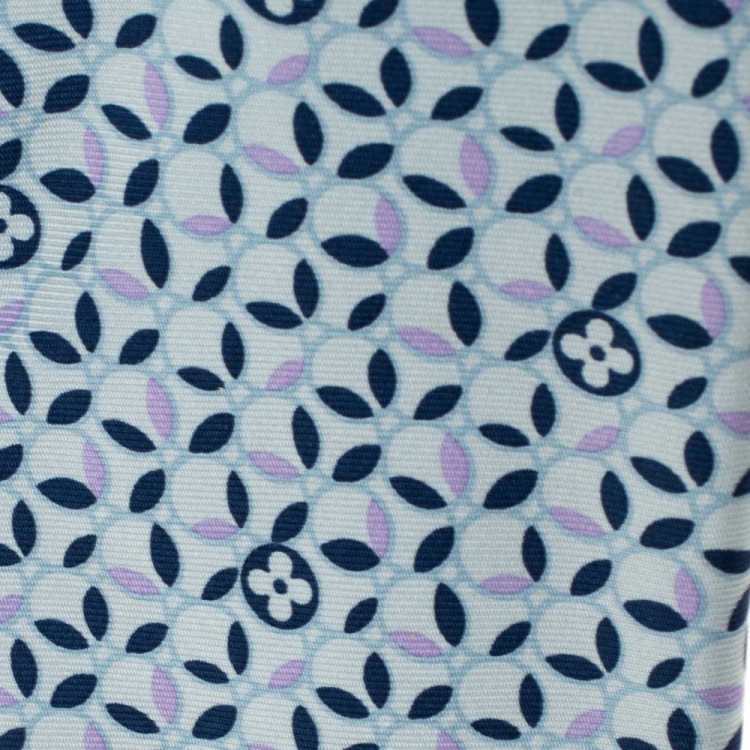Pre Owned Louis Vuitton Pale Blue Monogram Print Traditional Silk Tie