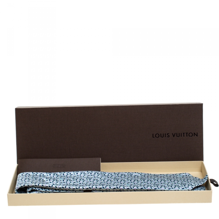 Pre Owned Louis Vuitton Pale Blue Monogram Print Traditional Silk Tie