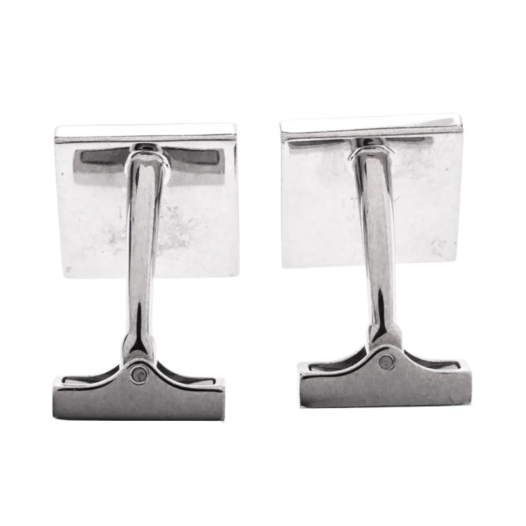 مملوكة مسبقًا Louis Vuitton Damier Motif Silver Tone Cufflinks 