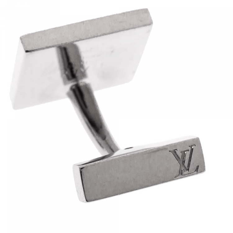 مملوكة مسبقًا Louis Vuitton Damier Motif Silver Tone Cufflinks 
