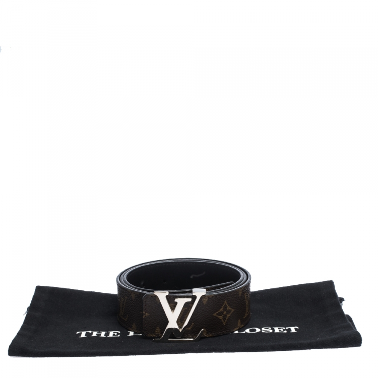 Pre Owned Louis Vuitton Monogram Canvas and Black Leather Initiales Reversible Belt 100CM