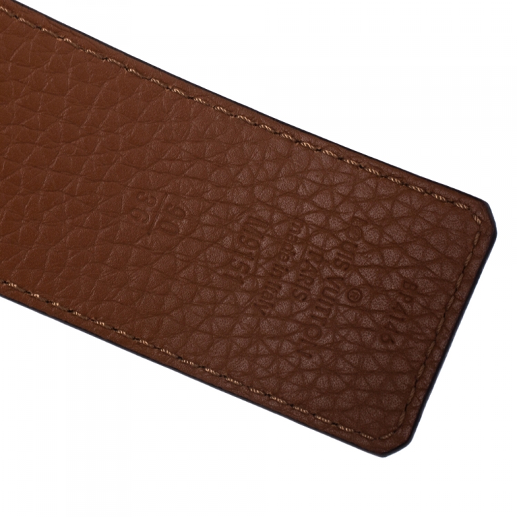 Pre Owned Louis Vuitton Black/Brown Leather Initiales Belt 90CM