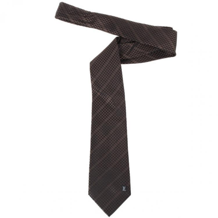 Pre Owned Louis Vuitton Black Petit Damier Tie