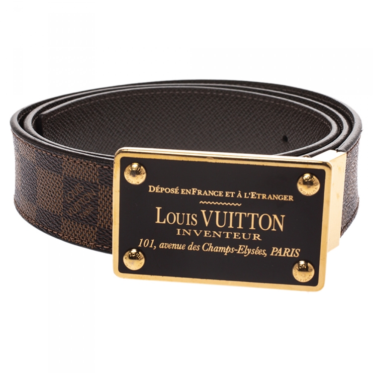 Louis Vuitton Damier Ebene Canvas Inventeur Reversible Belt 95 CM Louis  Vuitton