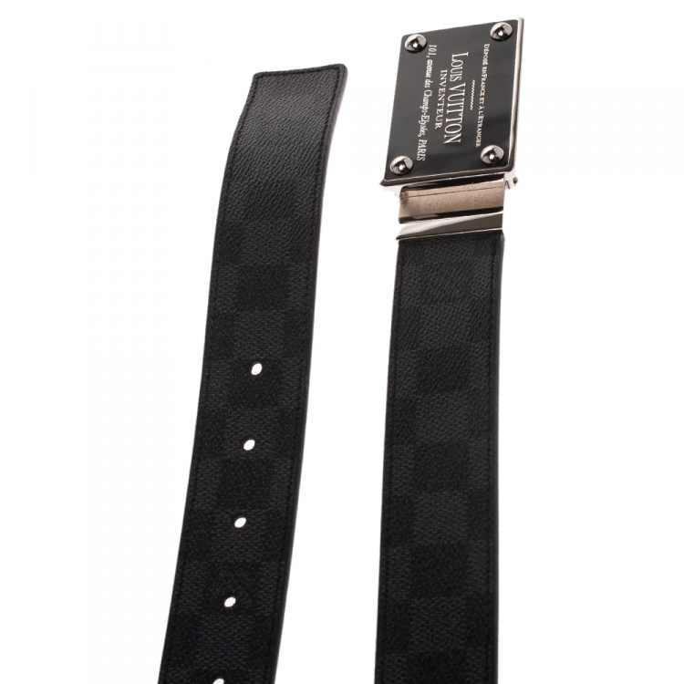 مملوكة مسبقًا Louis Vuitton Damier Graphite Canvas Reversible Inventeur Belt 95CM