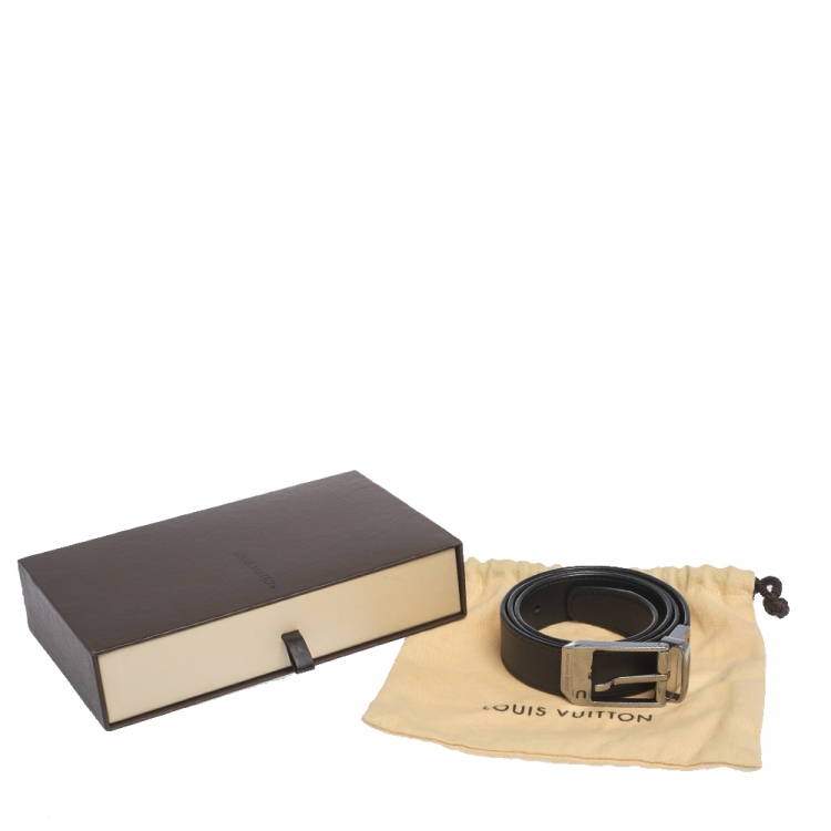 Pre Owned Louis Vuitton Black/Brown Leather Reversible Buckle Belt 85CM