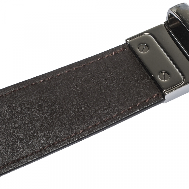 Pre Owned Louis Vuitton Black/Brown Leather Reversible Buckle Belt 85CM