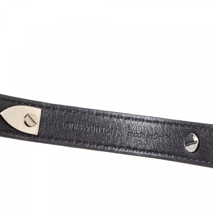 Pre Owned Louis Vuitton Damier Graphite Canvas Logo Plaque Bracelet 