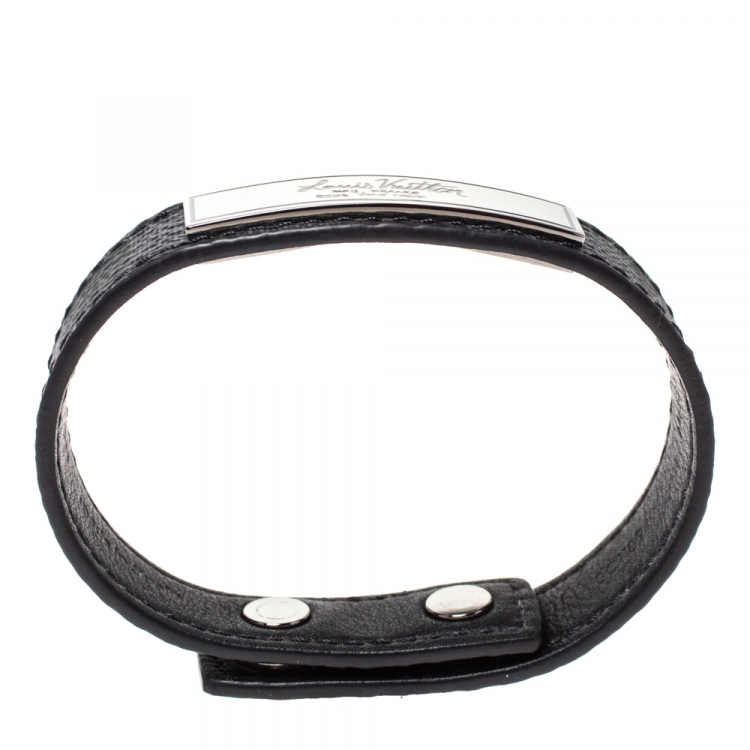 Pre Owned Louis Vuitton Damier Graphite Canvas Logo Plaque Bracelet 