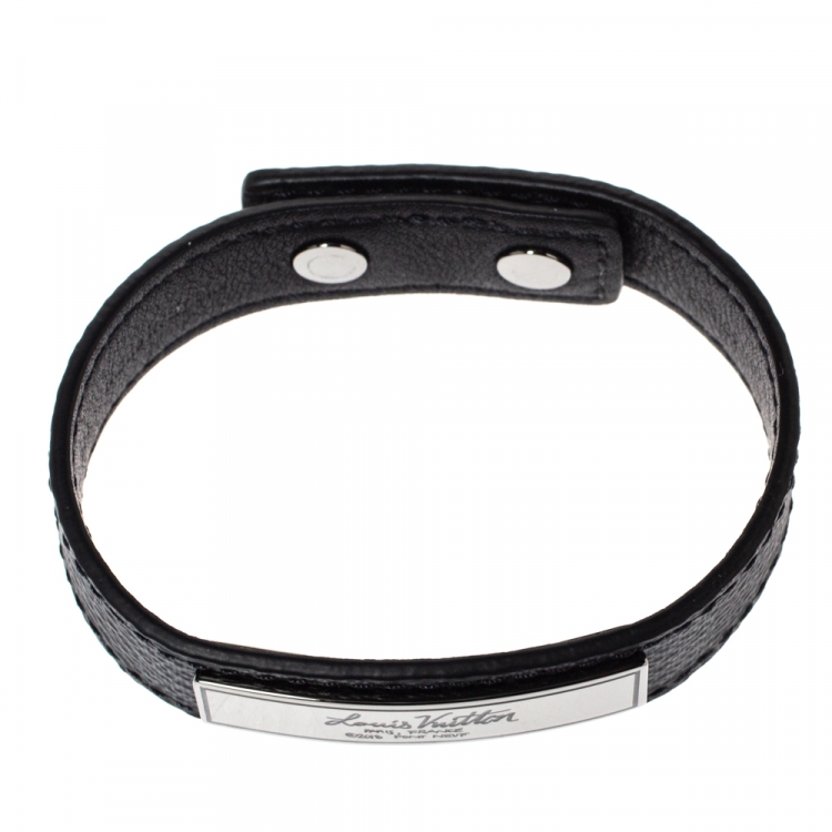 Pre Owned Louis Vuitton Damier Graphite Canvas Logo Plaque Bracelet 