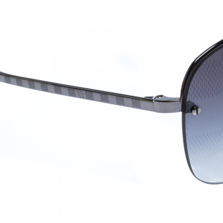 Pre Owned Louis Vuitton Dark Grey Damier Socoa Aviator Sunglasses