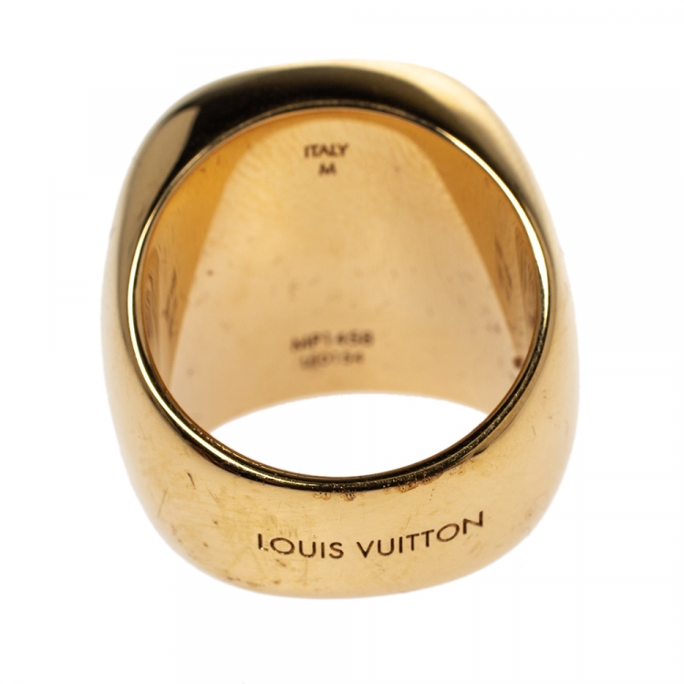 Pre Owned Louis Vuitton Gold Tone Maison Fondée en 1854 Signet Ring M