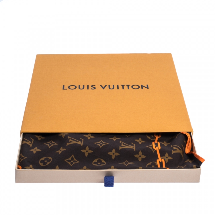 Pre Owned Louis Vuitton Brown & Orange Monogram Solar Ray Cotton Bandana 