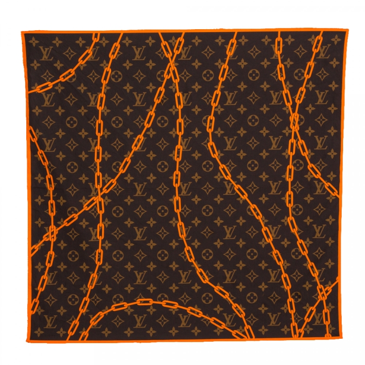 Louis Vuitton Brown & Orange Monogram Solar Ray Cotton Bandana Louis Vuitton