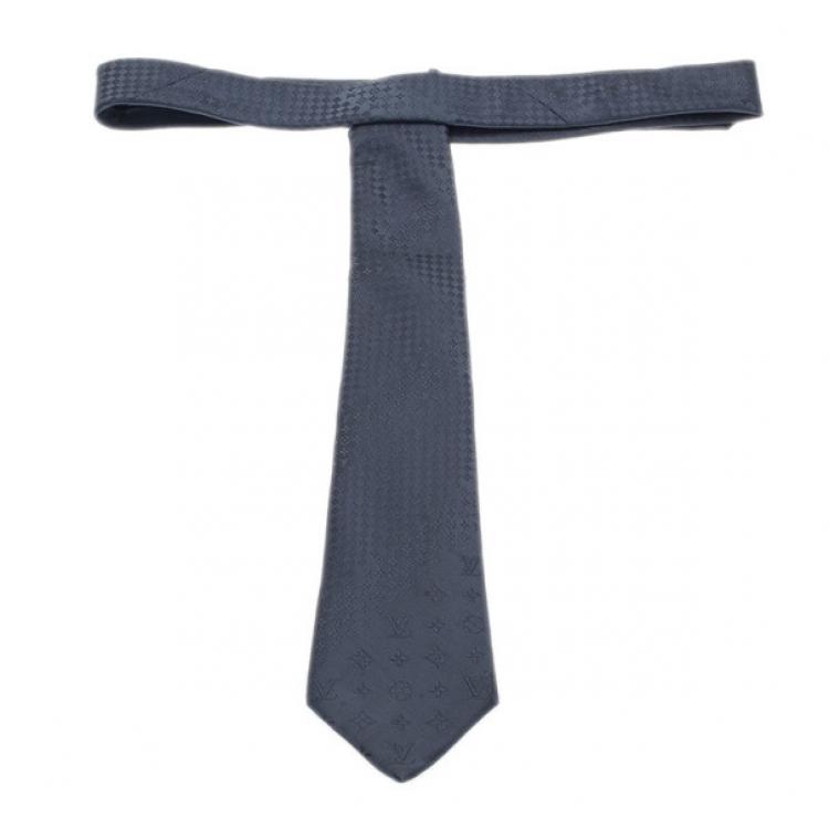 مملوكة مسبقًا Louis Vuitton Grey Monogram Mix Silk Jacquard Tie
