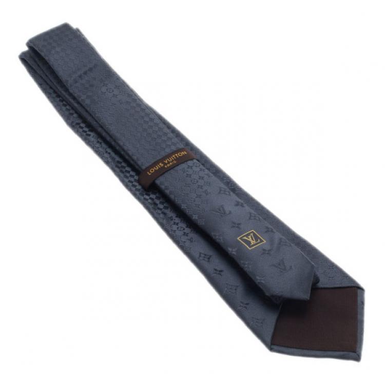 مملوكة مسبقًا Louis Vuitton Grey Monogram Mix Silk Jacquard Tie