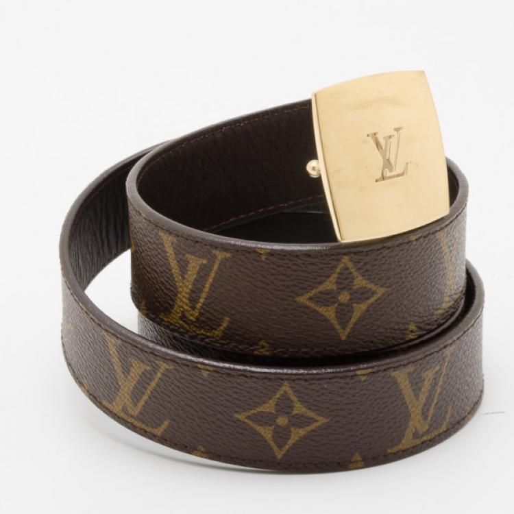 Shop Louis Vuitton Monogram Plain Leather Logo Belts (LV Initials