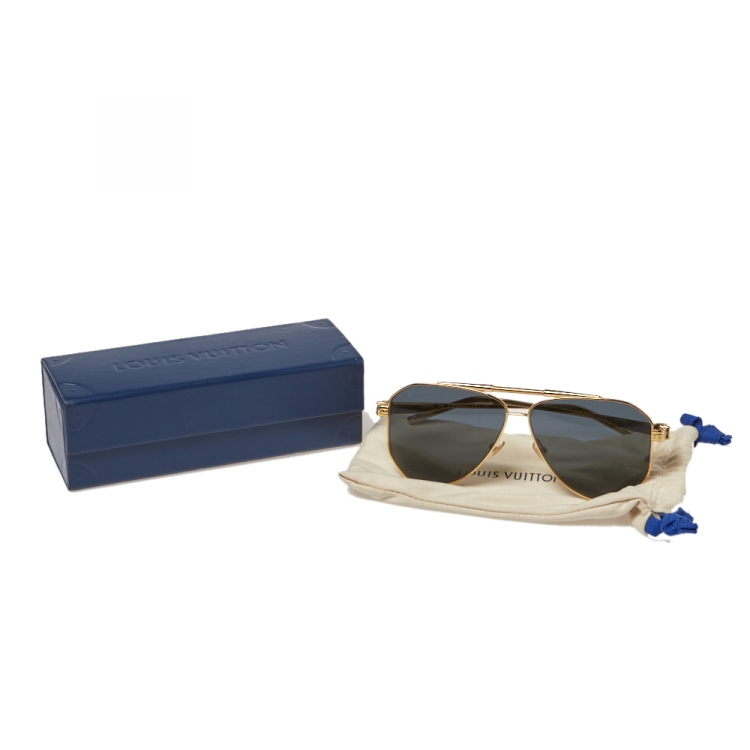 مملوكة مسبقًا Louis Vuitton Gold Tone/ Grey Z1200W Nightlight Aviator Sunglasses