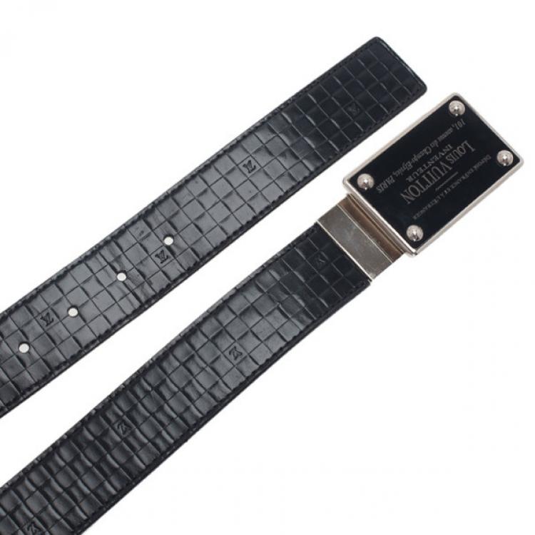 Pre Owned Louis Vuitton Black Damier Embossed Inventeur Belt 90CM