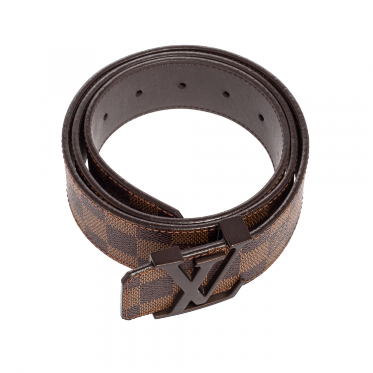 Pre Owned Louis Vuitton Damier Ebene Canvas LV Initiales Belt 90CM