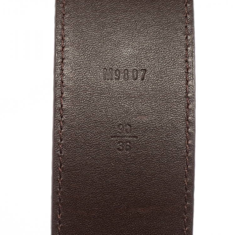 Pre Owned Louis Vuitton Damier Ebene Canvas LV Initiales Belt 90CM