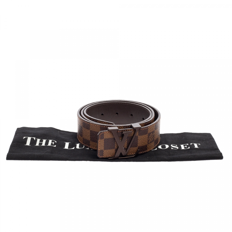 Pre Owned Louis Vuitton Damier Ebene Canvas LV Initiales Belt 90CM