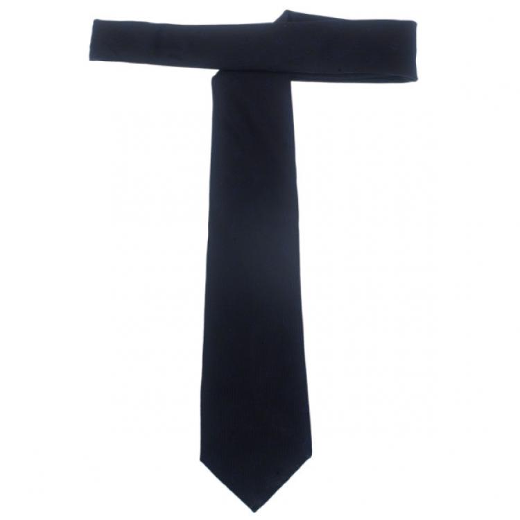 Pre Owned Louis Vuitton Navy Blue Initials Tie