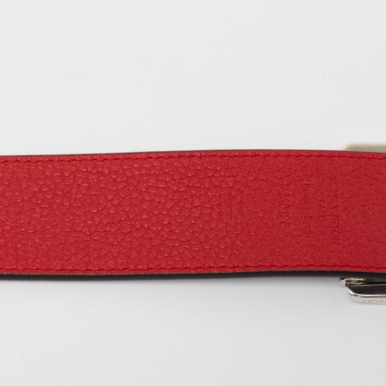 مملوكة مسبقًا Louis Vuitton Red/Blue Taurillon Leather Logo Reversible Buckle Belt 90CM