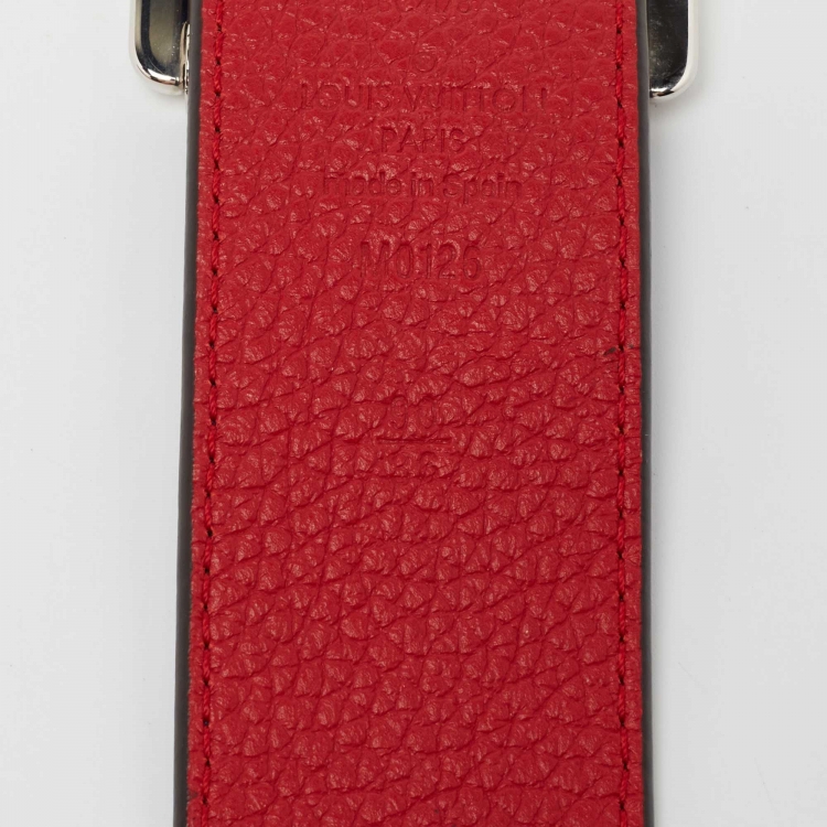 مملوكة مسبقًا Louis Vuitton Red/Blue Taurillon Leather Logo Reversible Buckle Belt 90CM