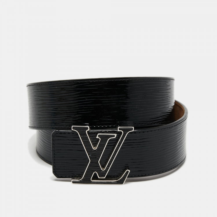 Louis Vuitton Black epi Leather Belt 90cm Silver LV Buckle