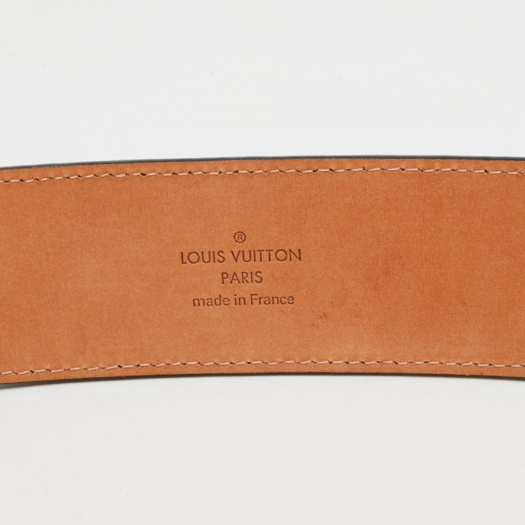Pre Owned Louis Vuitton Black Electric Epi Leather LV Initiales Belt 90 CM
