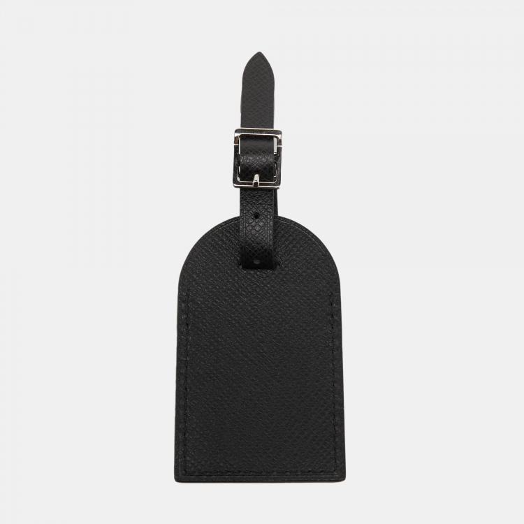 Pre Owned Louis Vuitton Black Taiga Leather Luggage Name Tag