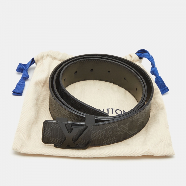 Pre Owned Louis Vuitton Damier Graphite Canvas LV Initiales Belt 110CM