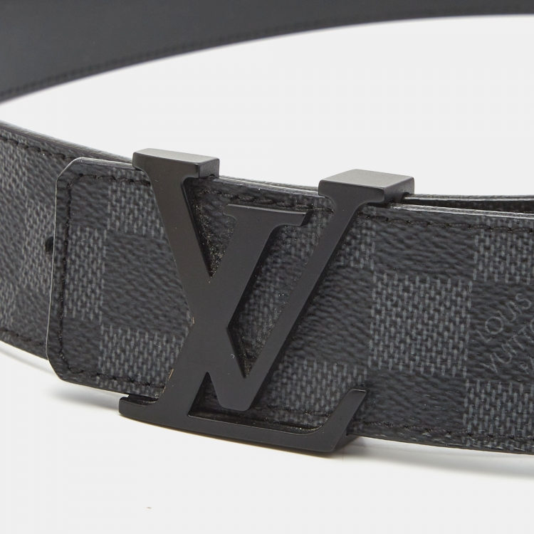 Pre Owned Louis Vuitton Damier Graphite Canvas LV Initiales Belt 110CM