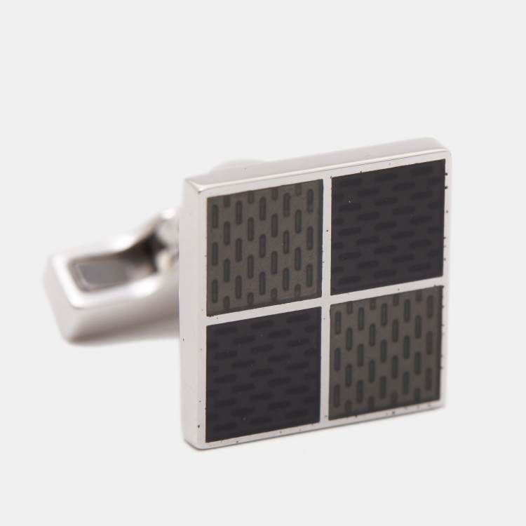 Pre Owned Louis Vuitton Damier 4 Square Enamel Sterling Silver Cufflinks