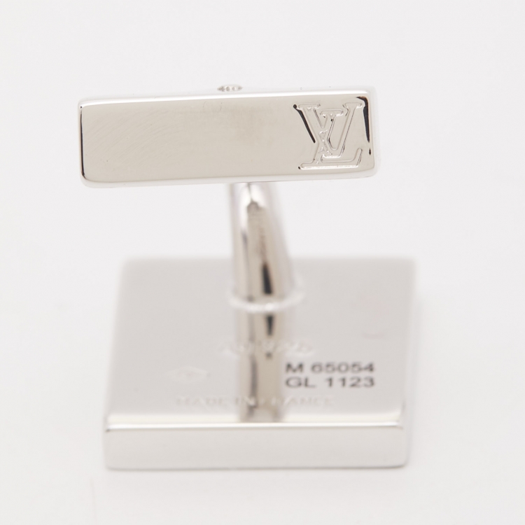 Pre Owned Louis Vuitton Damier 4 Square Enamel Sterling Silver Cufflinks