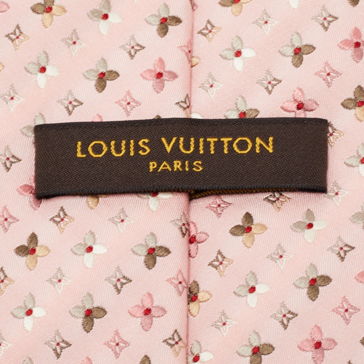Pre Owned Louis Vuitton Pink Monogram Jacquard Silk Tie