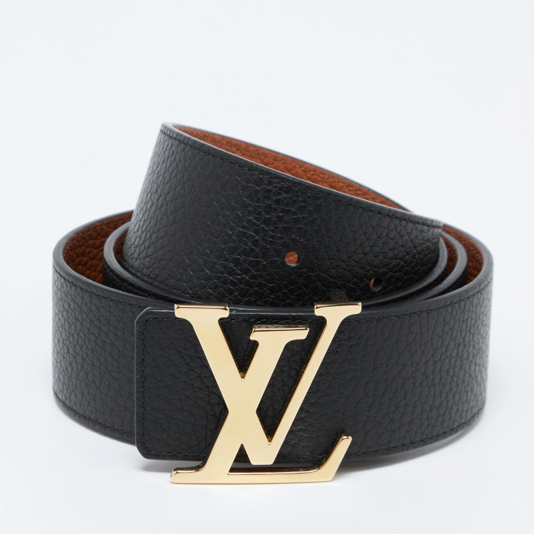 مملوكة مسبقًا Louis Vuitton Black Taurillon Leather LV Initiales Reversible Belt 95CM