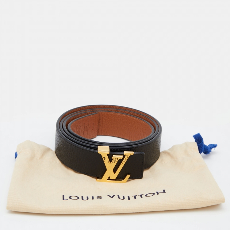 Pre Owned Louis Vuitton Black/Brown Taurillon Leather LV Initiales Reversible Belt 100CM