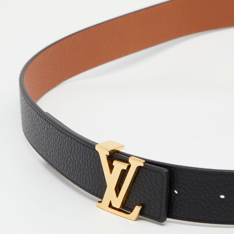 Pre Owned Louis Vuitton Black/Brown Taurillon Leather LV Initiales Reversible Belt 100CM