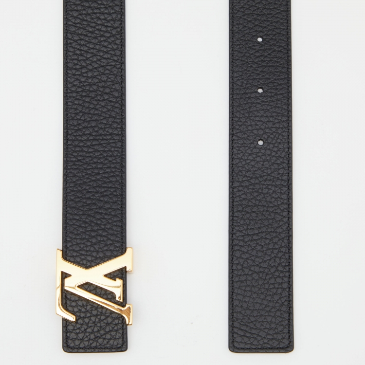 Pre Owned Louis Vuitton Black/Brown Taurillon Leather LV Initiales Reversible Belt 100CM