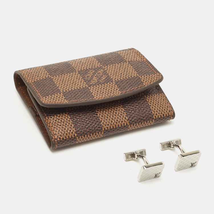 Pre Owned Louis Vuitton Champs Elysees Textured Silver Tone Cufflinks
