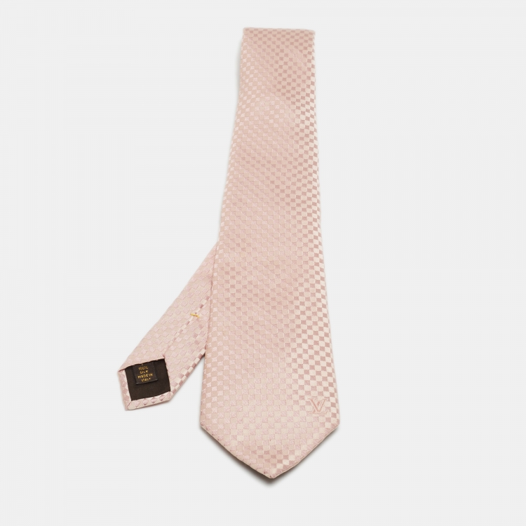 LOUIS VUITTON PINK DAMIER CHECK PATTERN TIE