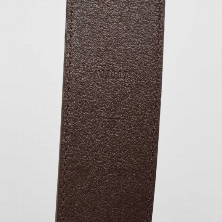 Pre Owned Louis Vuitton Damier Ebene Canvas LV Initials Belt 90CM